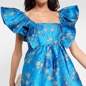 Ganni 3D Jacquard Ruffle Midi Dress